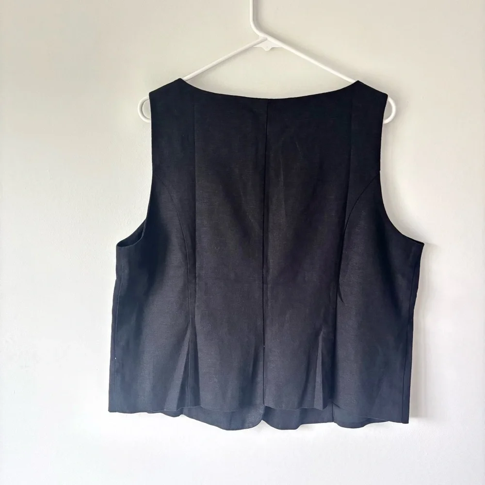 J. Crew Scoop Neck Linen Blend Button Front Vest NWT Plus Size Quiet Luxury